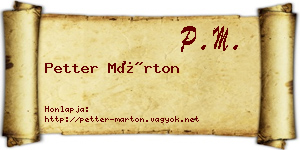 Petter Márton névjegykártya